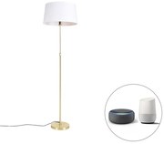 Smart vloerlamp met dimmer goud met linnen kap wit 45 cm incl. Wifi A60 - Parte Modern, Design E27 cilinder / rond rond Binnenverlichting Lamp