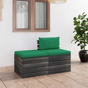 vidaXL 2-delige Loungeset met kussens pallet massief grenenhout