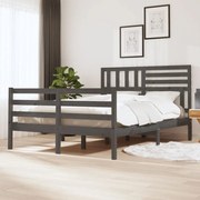 vidaXL Bedframe massief hout grijs 120x190 cm 4FT small double