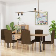 vidaXL Eetkamerstoelen 6 st stof bruin