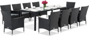 Milan/Grenada 10 technorattan tuinmeubelen met grote Garden Point tafel antraciet