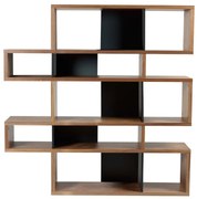 TemaHome London Design Boekenkast Walnoot - Zwart - 156x34x160cm.