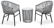 vidaXL 3-delige Bistroset met kussens PVC-rattan antraciet