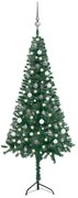 vidaXL Kunstkerstboom met LED's en kerstballen hoek 180 cm PVC groen