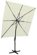 vidaXL Parasol 4-laags met aluminium paal 250x250 cm zandkleurig