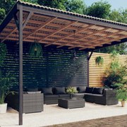 vidaXL 11-delige Loungeset met kussens poly rattan grijs