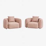 Set Van 2 Coco Chenille Fauteuils Chenille Rozenkwarts - Sklum