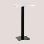 Vierkante Hoge Bartafel 60x60 Cm In Praline Terrazzo Ivoorkleurig Terrazzo - Zwart - Sklum