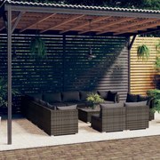 vidaXL 14-delige Loungeset met kussens poly rattan grijs