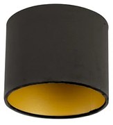 Velours lampenkap zwart 18/18/14 met gouden binnenkant