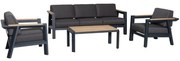 Victoria stoel bank loungeset 4 delig aluminium teak