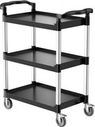 VEVOR Utility Cart, 136 kg, 3-laags kunststof utility cart met 360° zwenkwielen (2 met remmen), 880 x 410 x 990 mm Grote serveerwagen voor magazijn, kantoor, thuis, restaurant, keuken