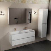 Mondiaz Aivy badmeubel 120cm talc met wastafel solid surface talc dubbel 2 kraangaten en spiegelkast