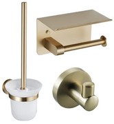 Fortifura Calvi Toiletset- toiletrolhouder- toiletborstel - handoekhaak - Geborsteld Messing PVD SW1183053/SW639937/SW639940