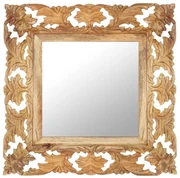 vidaXL Spiegel handgesneden 50x50 cm massief mangohout bruin