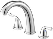 VEVOR Romeinse badkraanset met 3 gaten en 2 handgrepen, roestvrijstalen badkraan met gebogen uitloop voor montage op het dek voor volwassenen, zilverkleurig