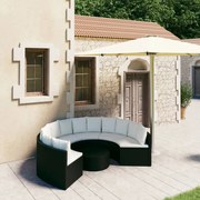 vidaXL 7-delige Loungeset met kussens poly rattan zwart