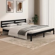 vidaXL Bedframe massief grenenhout zwart 180x200 cm Super King