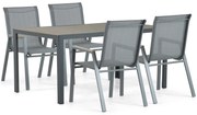 Tuinset 4 personen 160 cm Aluminium/textileen Grijs Domani Furniture Verde/Solare