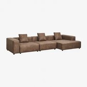 Modulaire Bank Met Chaise Longue Rechts, 3-delig (↔︎375 Cm) Met Hoge Armleuning Bruna Bruin Koffie Suède - Sklum