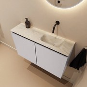 Mondiaz Ture DLux toiletmeubel 80cm cale met wastafel ostra rechts zonder kraangat