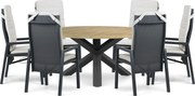 Tuinset Ronde Tuintafel 6 personen 160 cm Aluminium Grijs Lifestyle Garden Furniture Vivaro/Rockville