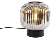 Art Deco tafellamp zwart met smoke glas - Karel Art Deco E27 rond Binnenverlichting Lamp