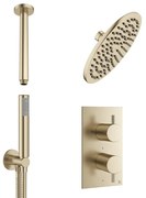 Crosswater MPRO Regendoucheset Inbouw - 20cm hoofddouche - plafondarm - staafhanddouche - geborsteld messing sw209262/sw209270/sw209275/sw385371/sw385437/
