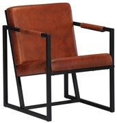 vidaXL Fauteuil echt leer bruin