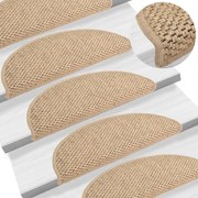 vidaXL Trapmatten zelfklevend 15 st sisal-look 56x20 cm zandkleurig
