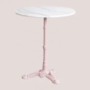 Ronde Bar Tafel Van Moka Marmer Suikerspinroos & Ø60 Cm - Sklum