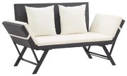 vidaXL Tuinbank met kussens 176 cm poly rattan zwart