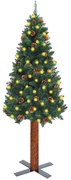 vidaXL Kerstboom met LED's en hout en dennenappels smal 150 cm groen