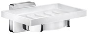 Smedbo Ice Zeepschaal - 12.1x4.5x8cm - zelfklevend / boren - Massief messing Chroom/Porcelein OK342P