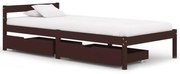 vidaXL Bedframe met 2 lades massief grenenhout donkerbruin 90x200 cm