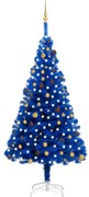 vidaXL Kunstkerstboom met LED's en kerstballen 240 cm PVC blauw