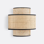 Dubbele wandlamp in rotanriet en raffia, Dolkie