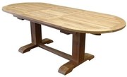 Ovaal uitschuifbare lounge-diningtafel 160-210x90xH70 cm teak bladdikte 4 cm