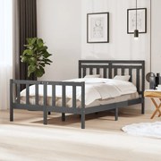 vidaXL Bedframe massief hout grijs 140x190 cm