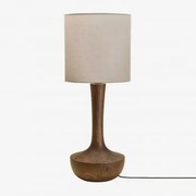 Tafellamp In Sintra Mangohout Donker Handvat Hout & Licht Taupe Grijs Ø30 Cm - ↑30 Cm Arlina - Sklum