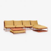 Tuinset Met 4-delige Modulaire Bank, Bijzettafel En Om Te Bouwen Poef Amaro Honing Geel - Rood – Klei - Sklum