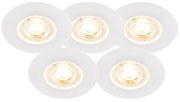 Buitenlamp LED Set van 5 inbouwspots wit 3 staps dimbaar - Ulo Modern IP44 Buitenverlichting rond Lamp