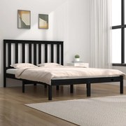 vidaXL Bedframe massief grenenhout zwart 135x190 cm 4FT6 Double