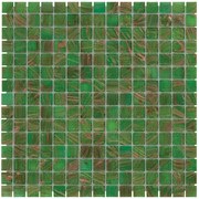 The Mosaic Factory Amsterdam vierkante glasmozaïek tegels 32x32 groen met gouden accenten