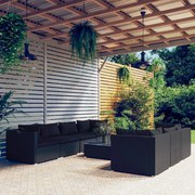 vidaXL 8-delige Loungeset met kussens poly rattan zwart