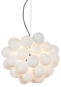Art deco hanglamp zwart met opaal glas 8-lichts rond - Uvas