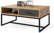 NYX Eik Artisan /Antraciet - MODERNE KOFFIE TAFEL MET LA, LOFT