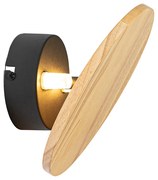 Landelijk wandlamp hout rond kantelbaar - Pulley