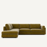 Omvormbare bank met hoek en longchair, fluweel, CÉSAR