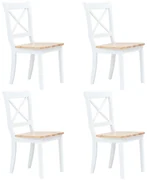 vidaXL Eetkamerstoelen 4 st massief rubberwood wit en lichthoutkleurig